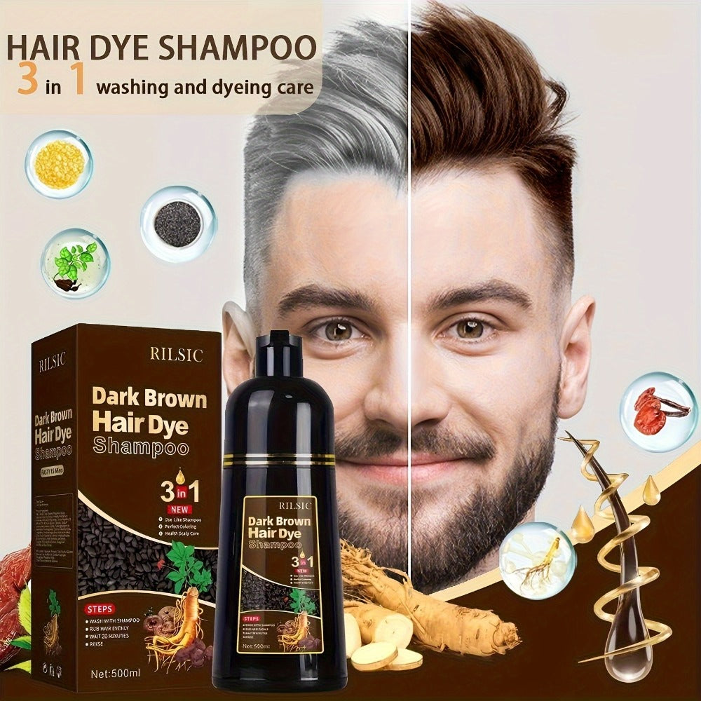 Gray Hair Coverage Shampoo 3-in-1 Hair Dye Shampoo 3-Pack | Herbal Natural Formula Color in Minutes | Long-Lasting Black Brown Chestnut Brown | No Mixing Easy Home Hair Color for M - product image 12
