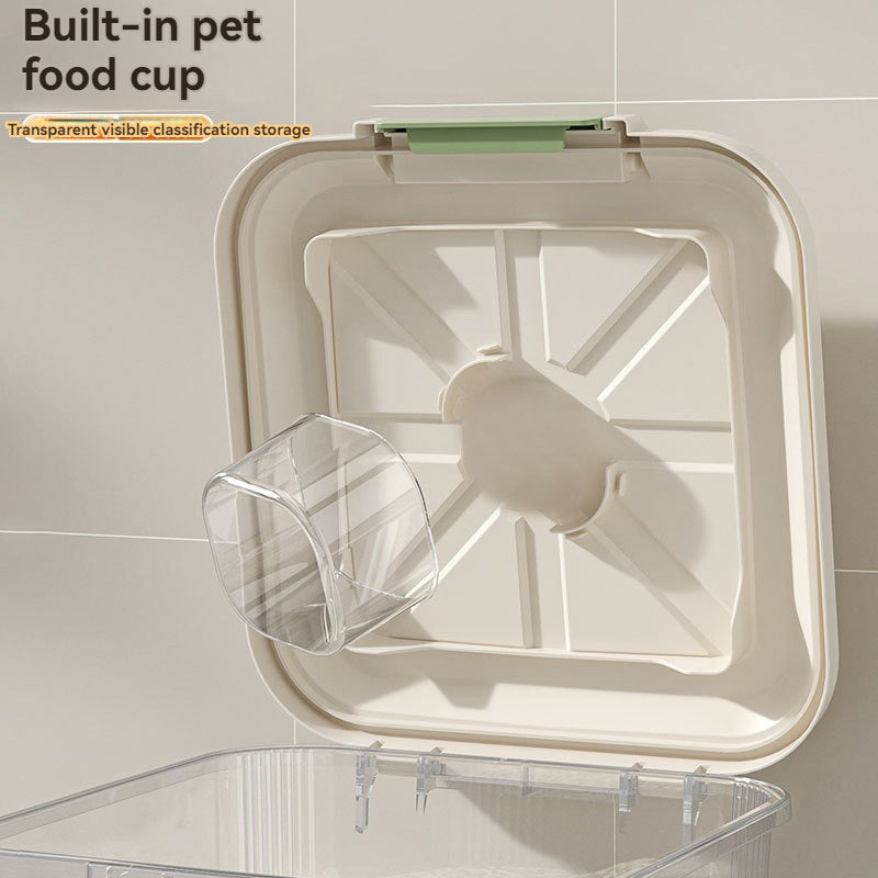Large Capacity Moisture-Proof Bug-Proof Visible Food Level, Includes Measuring Cup, for Cats & Dogs – Transparent Pet Food Storage Container with Wheels - product image 4