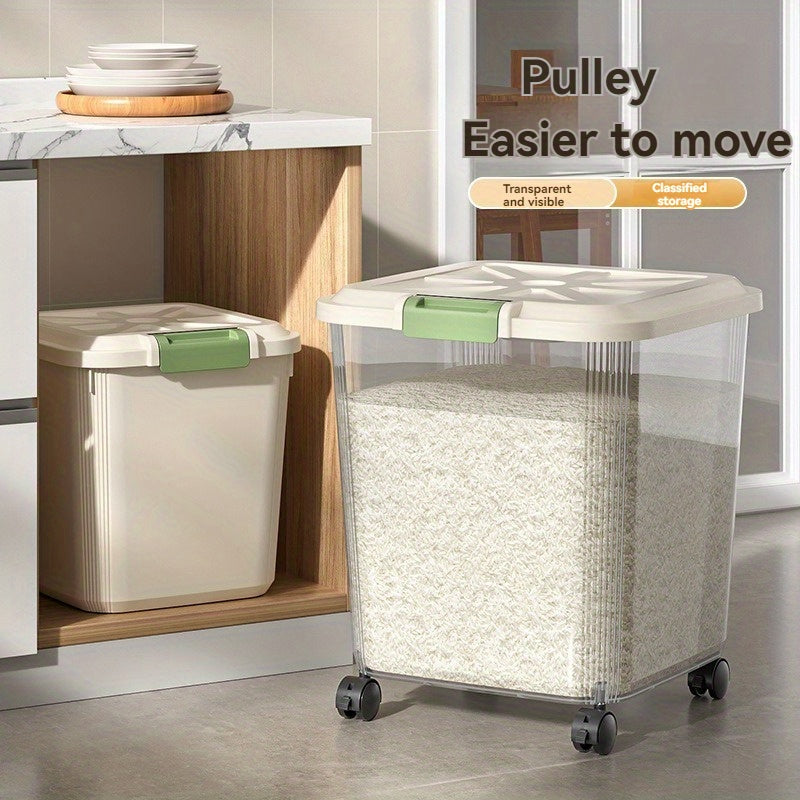 Large Capacity Moisture-Proof Bug-Proof Visible Food Level, Includes Measuring Cup, for Cats & Dogs – Transparent Pet Food Storage Container with Wheels - product image 5