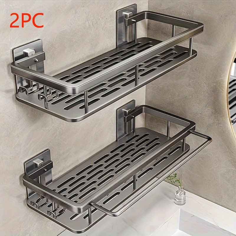 Shower Caddy Basket 2 Pack 2-Tier Wall Mount - Rust Resistant Bathroom Shelf Organizer for Shampoo Soap Towel No Drilling Adhesive Shower Rack | Dark Grey Black | Bathroom Kitchen  - product image 11