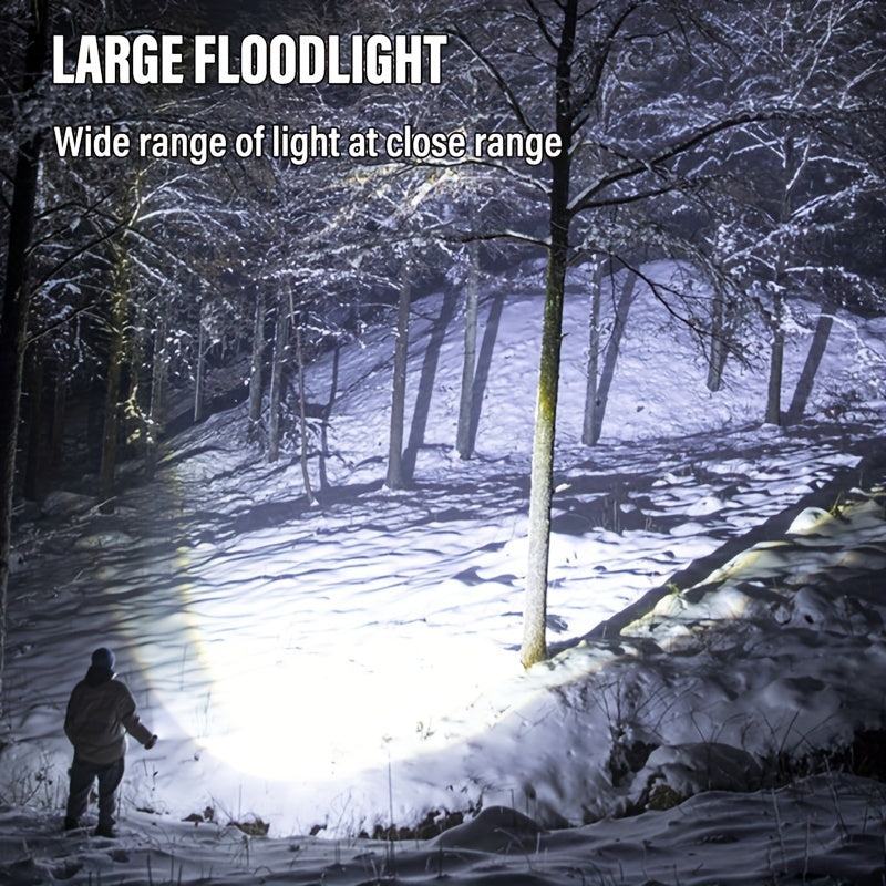 Travel-friendly LED Flashlight 2000 Lumen Solar Rechargeable Power Bank USB-C for Camping Hiking Outdoor Emergency