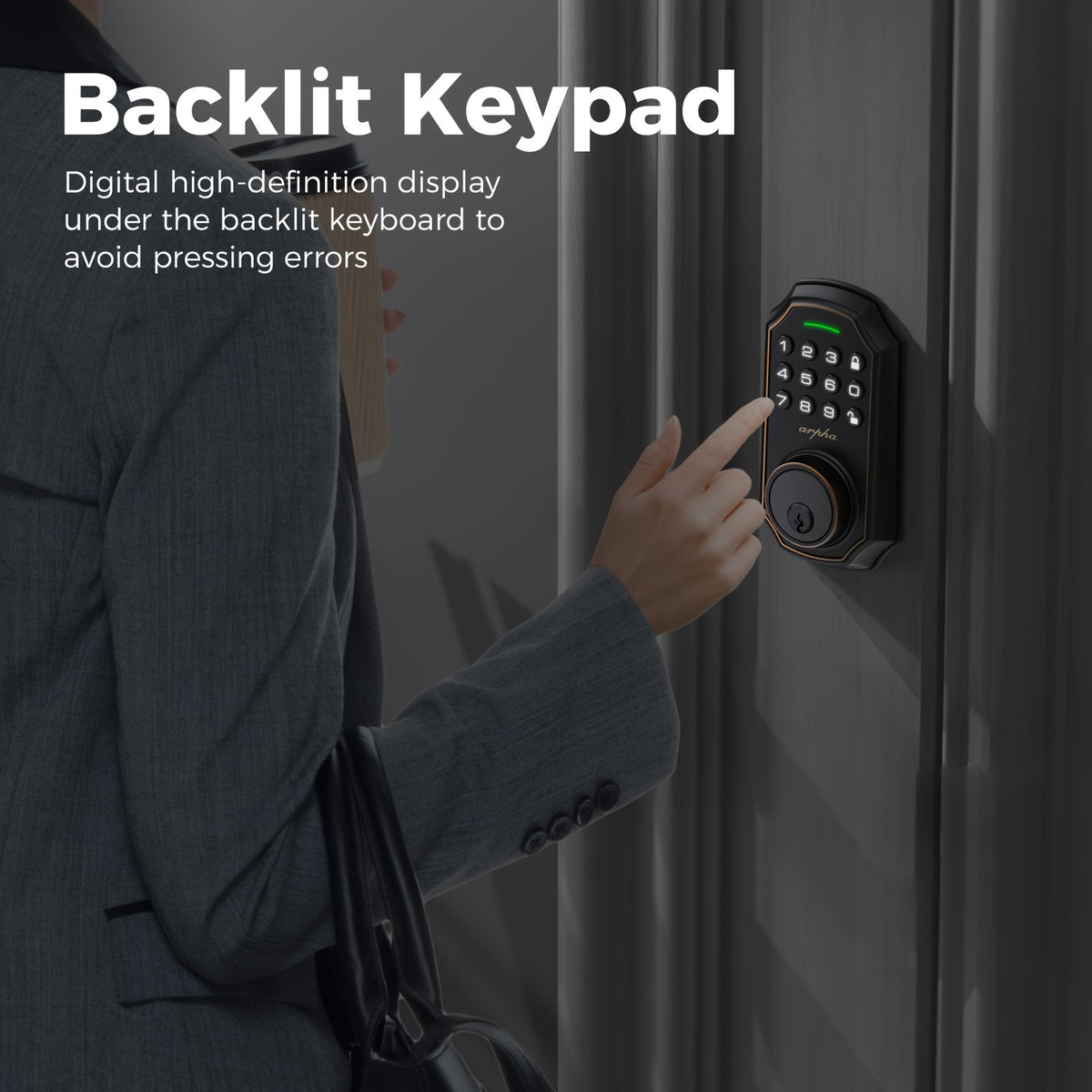 Smart Deadbolt 100-digit Privacy Code Combination, Keyless Entry Door Lock, Auto Locking/unlocking, Available Black and Silvery, Low Battery Alarm, Secure and - product image 13