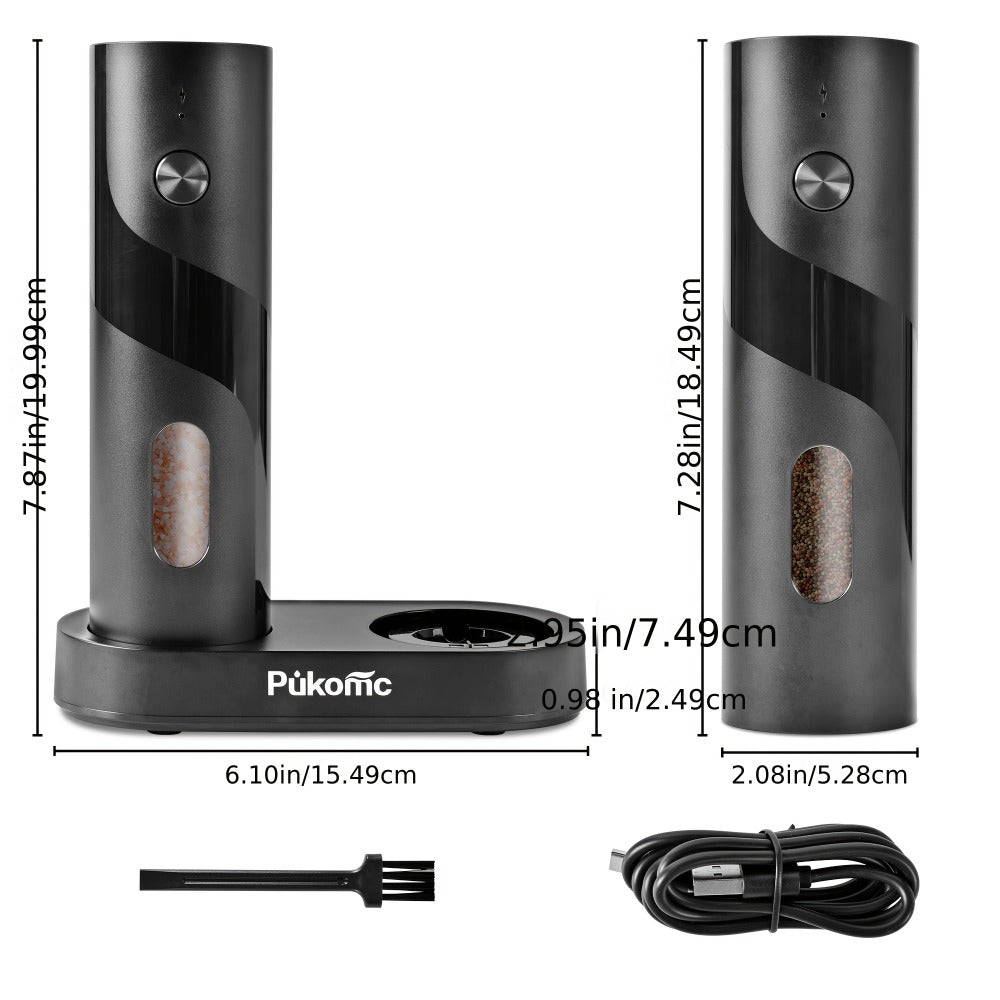 Electric Pepper Grinder Set USB-C Rechargeable with LED Light Ceramic Core Adjustable Coarseness One-Hand Automatic Salt Pepper Mill Kitchen Gift for Home Cooking Camping BBQ - product image 2