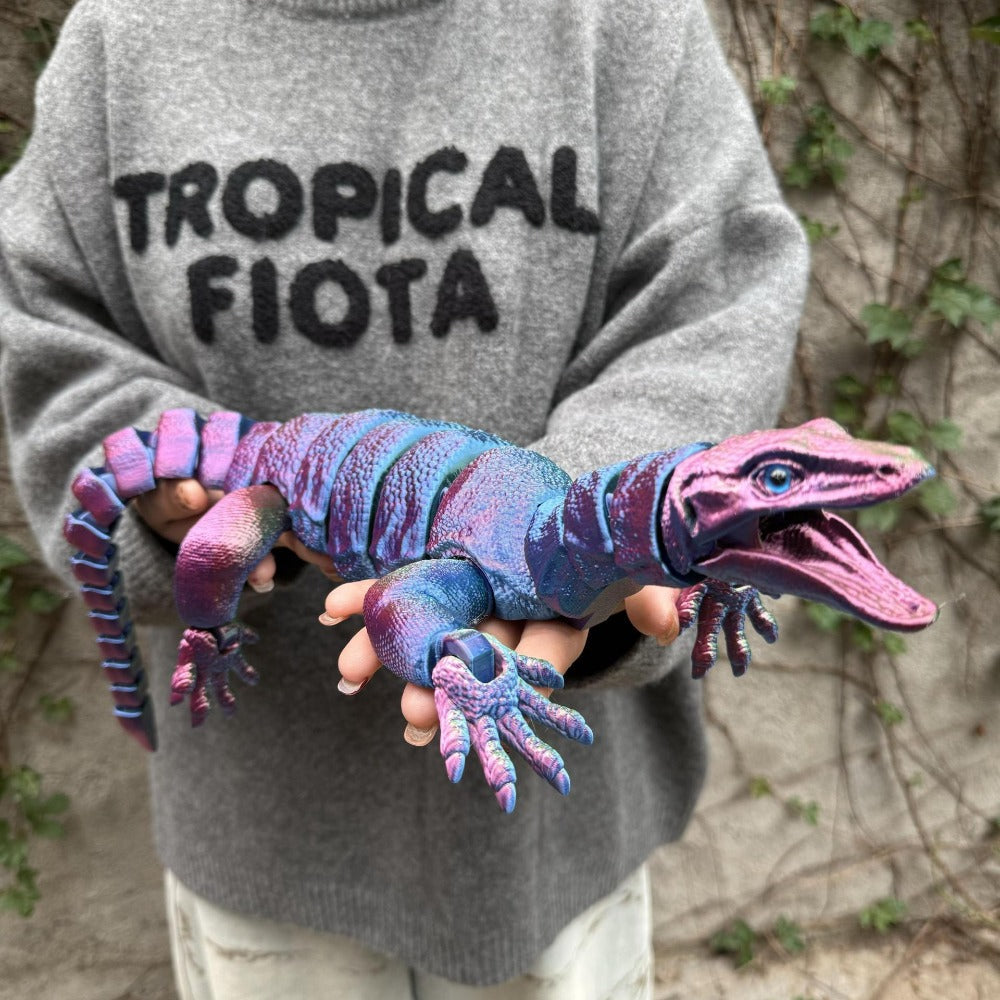 Giant Lizard Figurine 21 Inch 3D Printed | Realistic Reptile Animal Model Openable Mouth Hassle-free 3-Part Assembly 7 Color Styles, Desk Decor Unique Gift for Kids Adults Reptile Lovers