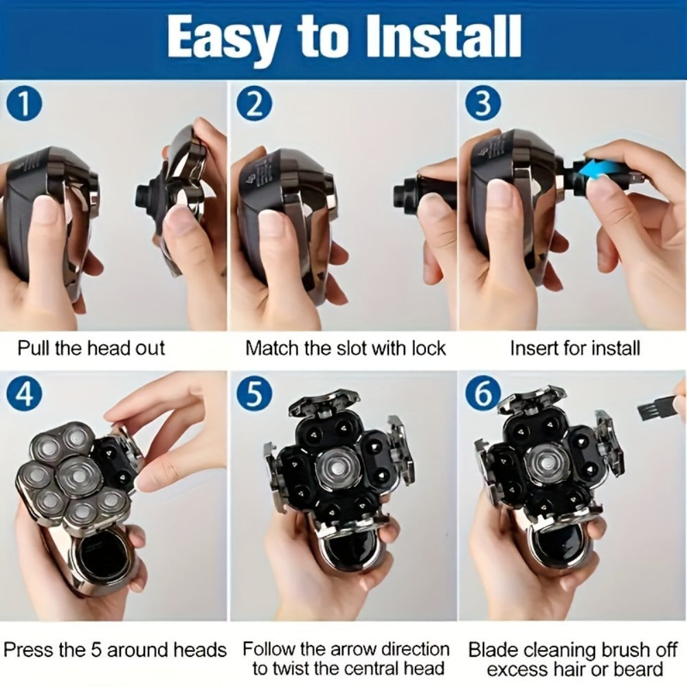 9D Electric Head Shaver for Bald Men – 5-in-1 Cordless Rechargeable Bald Head Razor & Grooming Kit for Home and Travel - product image 8