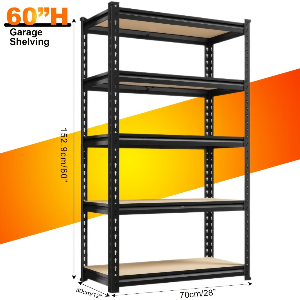 Heavy Duty Shelving Unit 5-Tier Metal Storage Shelves 2000 LBS Capacity, 60"H x 28"W x 12"D Adjustable Steel Rack for Garage, Closet, Pantry & Basement Organization, Easy Assembly  - product image 3