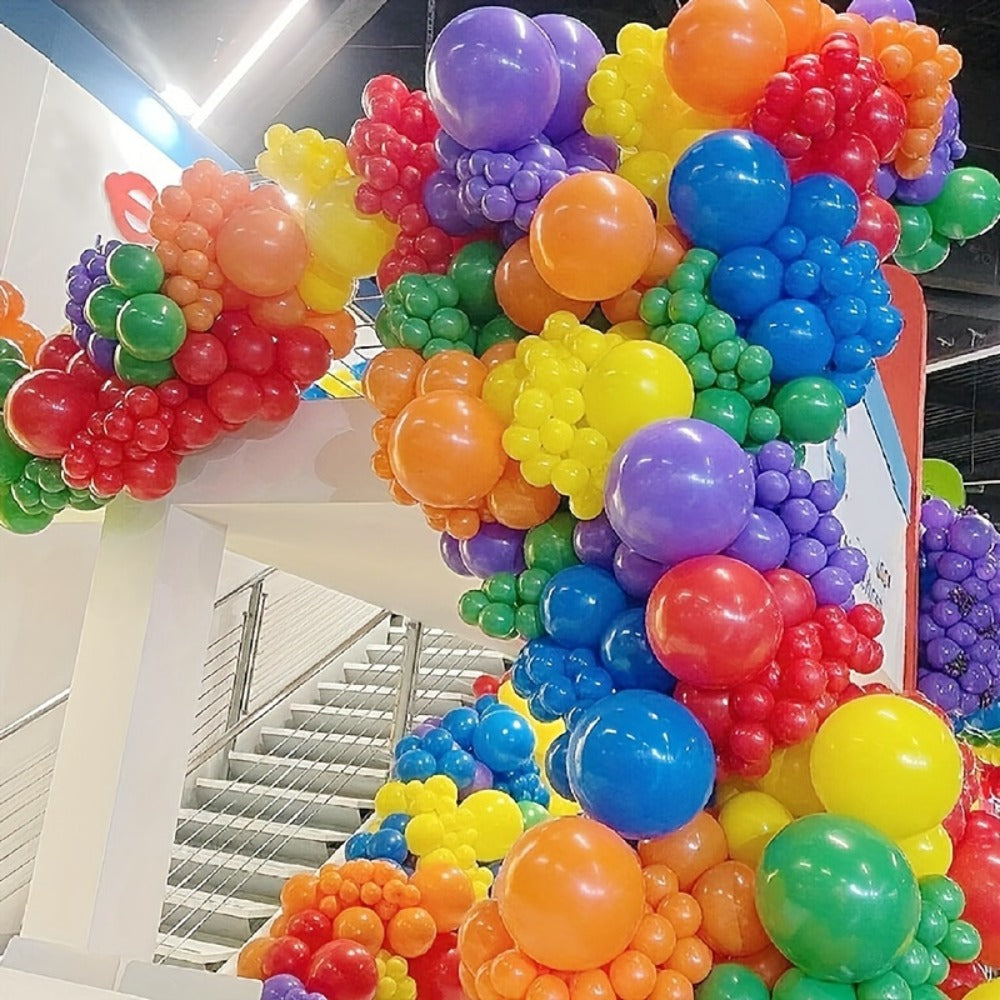 DIY Balloon Garland for Birthday Baby Shower Wedding Bridal Shower Graduation & Holiday Party Decorations | Balloon Arch Kit 422 Pcs Rainbow Matte Latex Balloons in 4 Sizes 5" 10" 12" 18"
