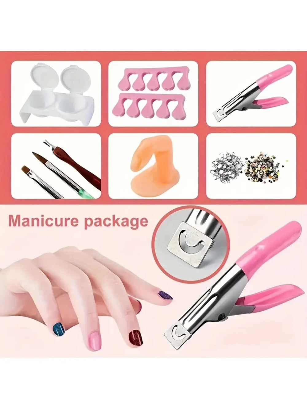 Acrylic Nail Kit 23-in-1 Complete Set with 12 Glitter Colors White & Pink Powder - DIY Nail Extension System No Glue No Liquid Needed for Beginners & Pros, Home Salon Manicure Kit  - product image 11