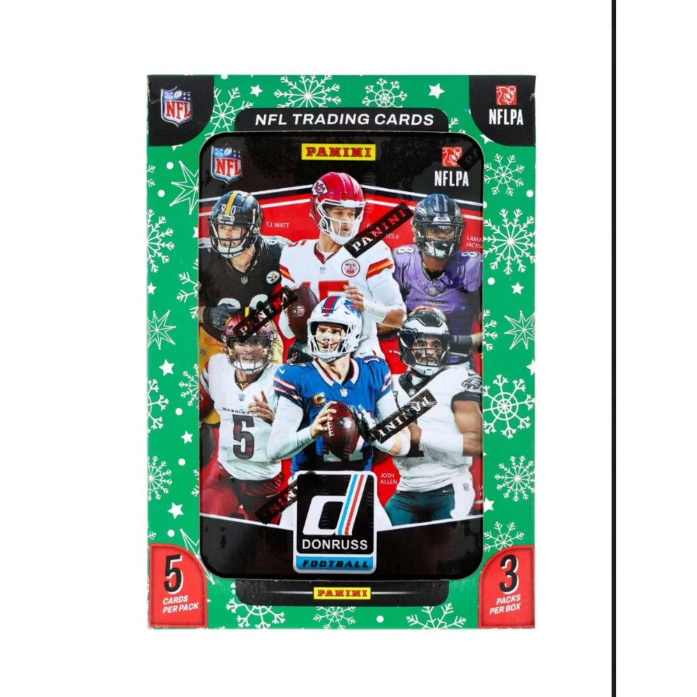 3 Exclusive Press Proof Purple Cards, 400-Card Base Set, Gridiron Kings & Rookie Hits for NFL Collectors – 2025 Panini Donruss Football Holiday Tin + Jumbo - product image 7