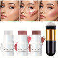 Contour Highlight Blush Stick Set 4-Piece with Professional Brush | Creamy Waterproof Cheek Sculpting Kit | Highlighter + Blush + Bronzer Sticks | Matte & Luminous Finish for All S - product image 10
