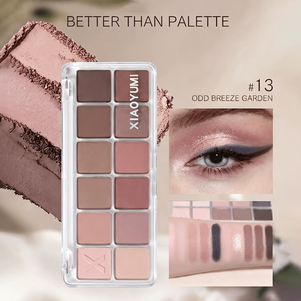 Eyeshadow Palette 12 Colors with Brush 2-in-1 Eyeshadow & Blush – Shimmer Glitter Matte Pearlescent Shades, Waterproof Long-Lasting Light Pink Series, Travel Size Eye Makeup for Wo - product image 2