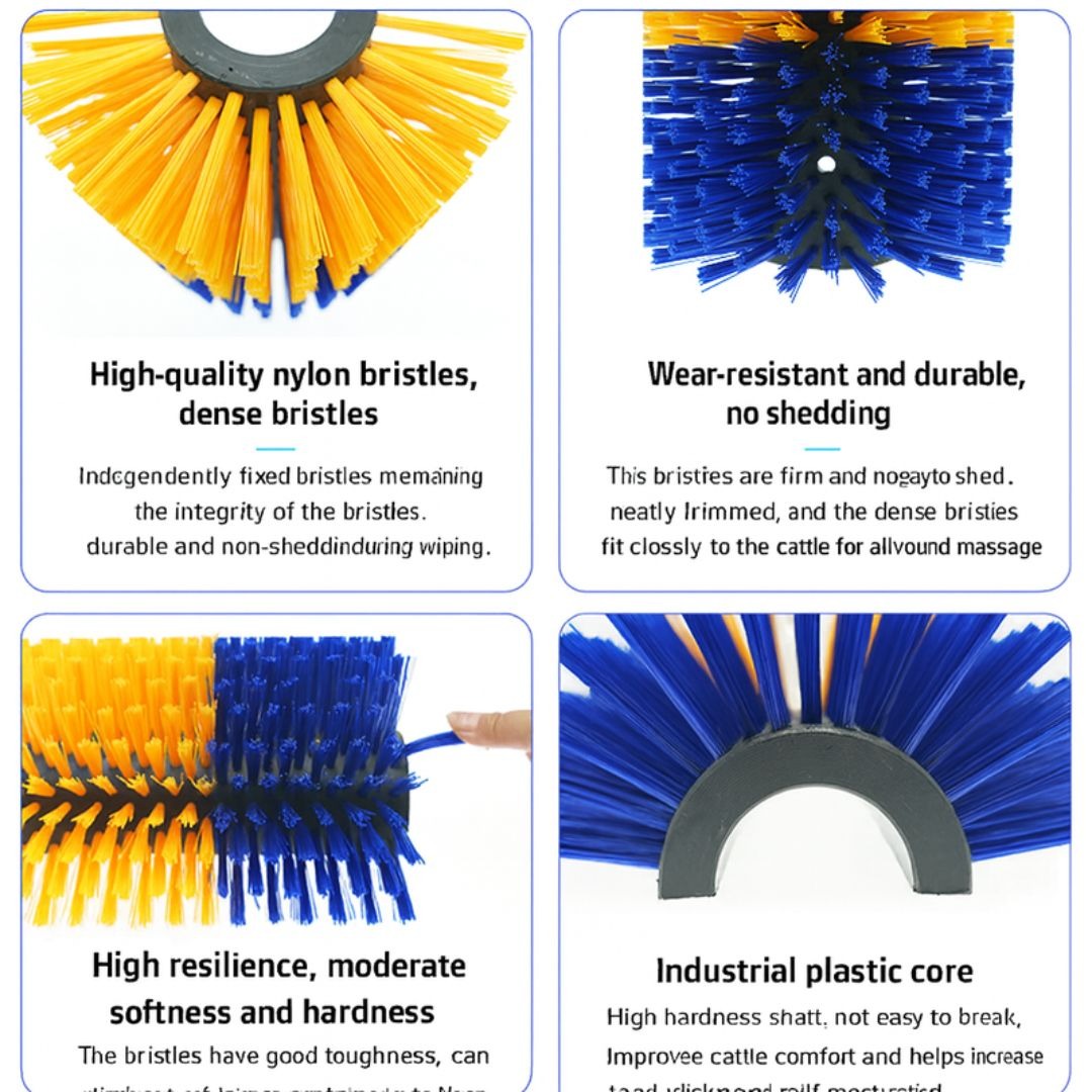 Livestock Grooming Brush Scratcher 8.7" – Easy Install with 4 Screws, Battery-Free Stress Reduction, Red/Blue & Yellow/Blue – All-in-One Massage & Itch Relief - product image 8