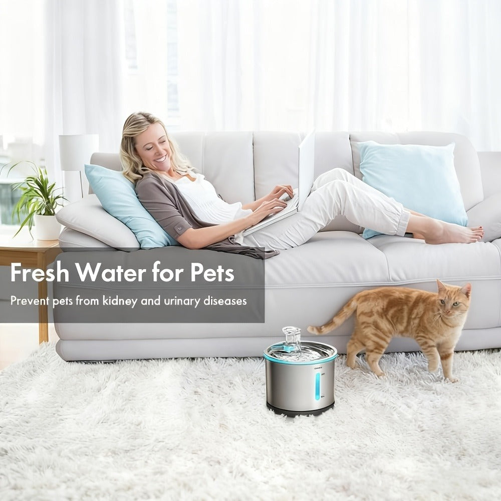 Cat Water Fountain Stainless Steel 50oz/1.5L | Ultra Quiet Auto Pet Water Dispenser with LED Light, Visible Window & Dishwasher Safe | Includes Replacement - product image 16