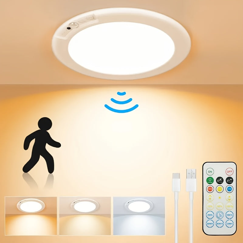 Rechargeable Ceiling Light No Wiring – Battery Operated LED Ceiling Light with Remote Control, Motion Sensor, Dimmable & Timer, Wireless Overhead Light for Bathroom Pantry Hallway  - product image 11