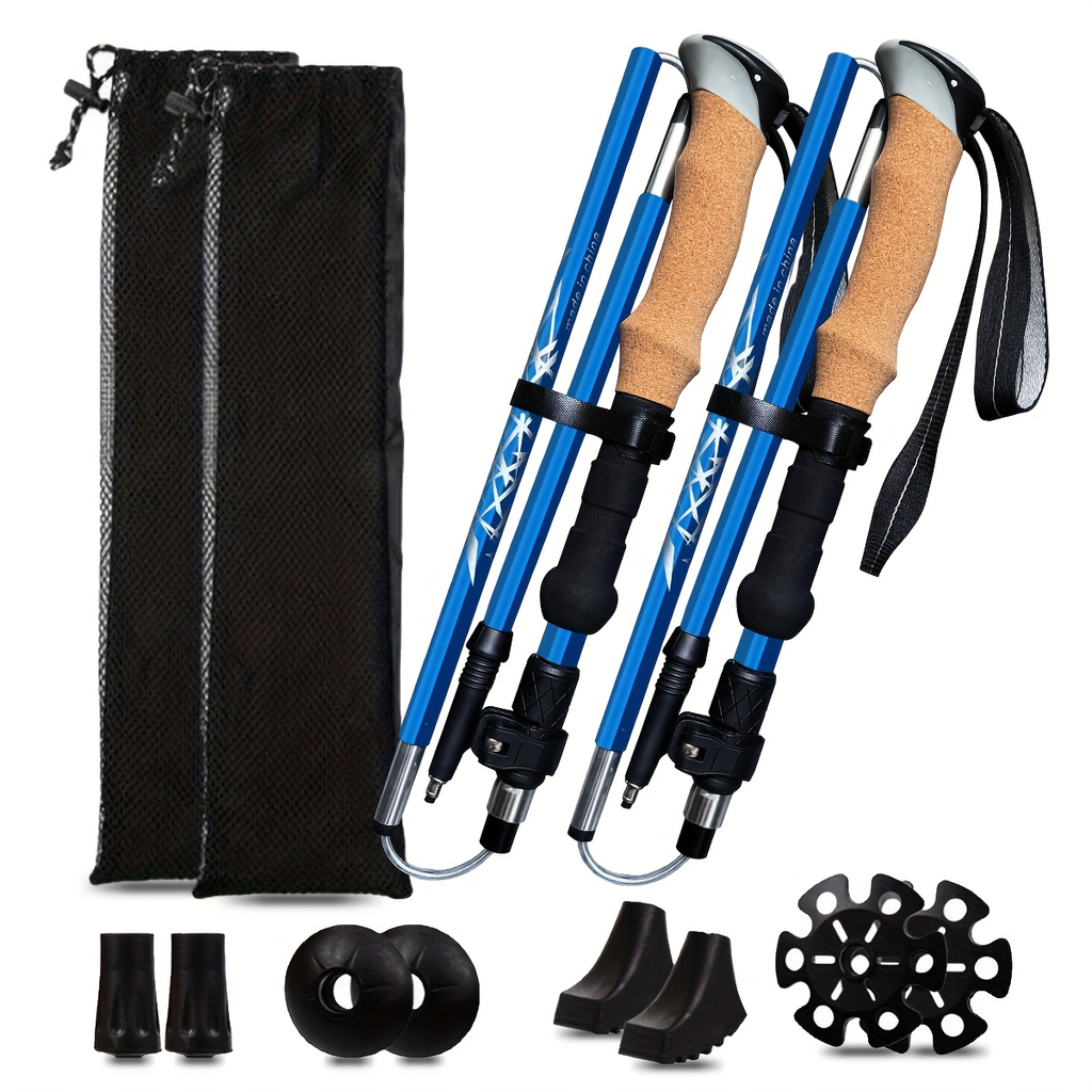 Folding Hiking Sticks with Cork Ergonomic Grip, Sweat-Absorbing Handle, Adjustable Walking Poles for Hiking, Camping & Mountain Travel | Lightweight Aluminum - product image 8