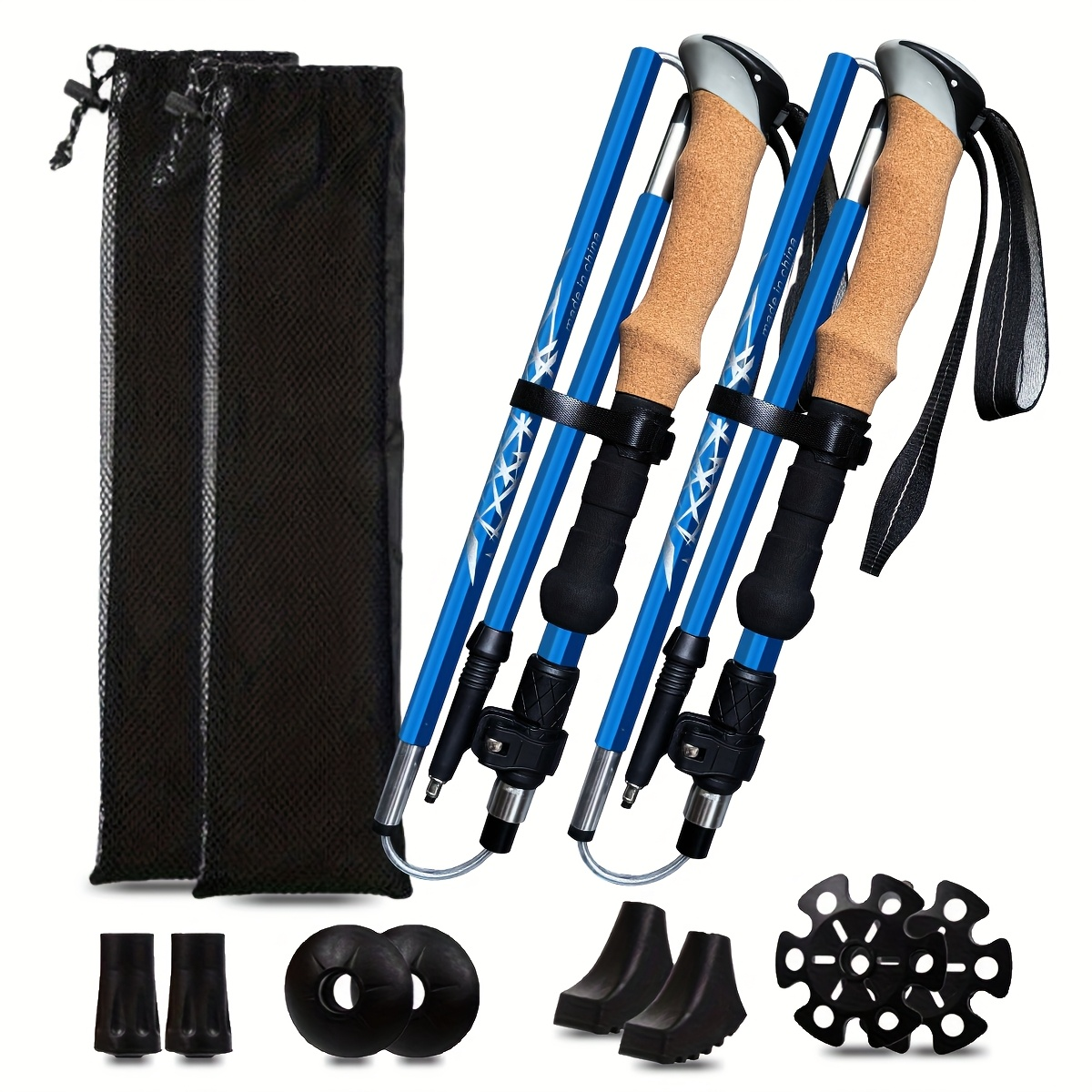 Folding Hiking Sticks with Cork Ergonomic Grip, Sweat-Absorbing Handle, Adjustable Walking Poles for Hiking, Camping & Mountain Travel | Lightweight Aluminum - product image 8