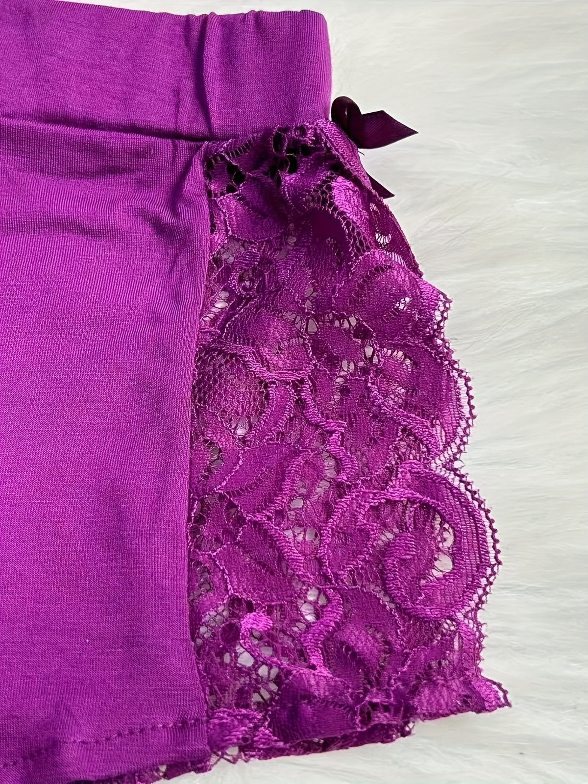 Solid Color Lace Splicing Halter Neck Tie Backless Button Splicing Bilateral Side Opening Lace Splicing Soft -friendly Sexy Home Pajamas Set - product image 16
