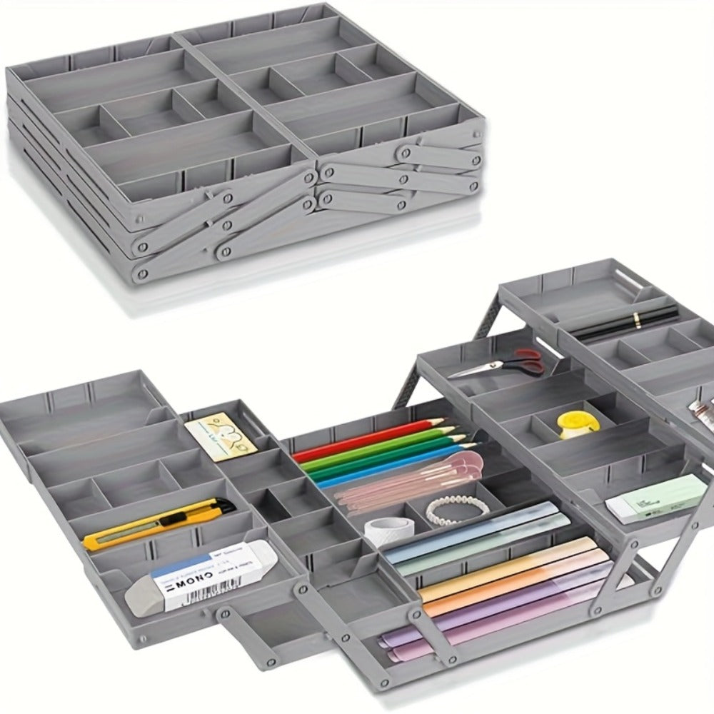 Collapsible Drawer Organizer Box, Double Row Expandable Desk & Drawer Storage with ABS Material, Jewelry Cosmetics Home Office Organizer - product image 5