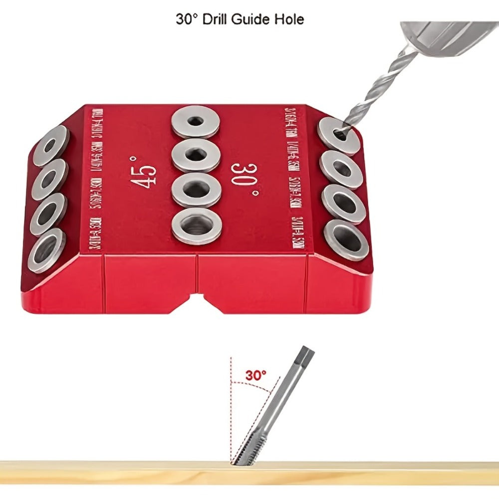 Multi-Angle Drill Guide Jig 30 45 90 Degree All-Metal for Cable Railing Lag Screw Installation Deck Stair Handrail Post Hole Drilling Precise Railing Setup Tool Red - product image 7