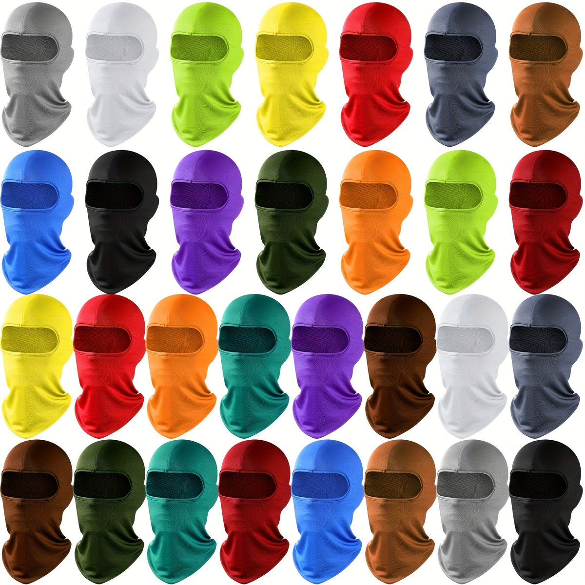 Balaclava Mask Bulk 30 Pack UPF Sun Protection – Full Face & Neck Coverage, Breathable Polyester, Multi-Color for Skiing, Snowboarding, Motorcycling, Hiking (Men & Women)