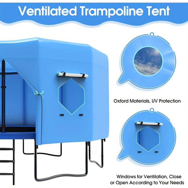 Trampoline Tent Canopy with Windows & Sun Protection | Fits 6/8/10/12/14/15/16ft Round Trampoline, Straight Pole Compatible | Outdoor Backyard Playground Cover - product image 5