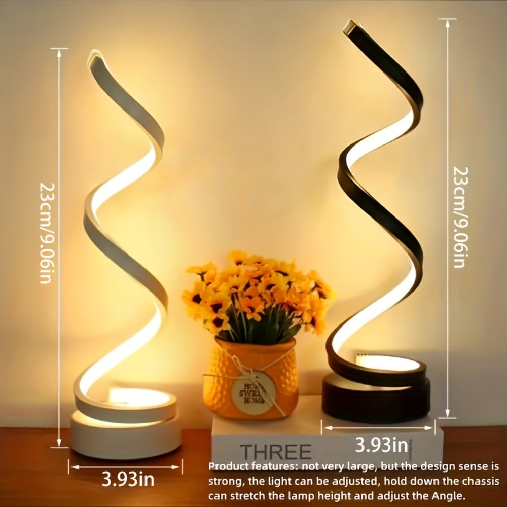 Dimmable Spiral Table Lamp with Touch Control & USB-C Charging Port, 3-Way Brightness Bedside Nightstand Lamp, Modern Minimalist LED Desk Lamp for Bedroom Living Room, Black & Whit - product image 16