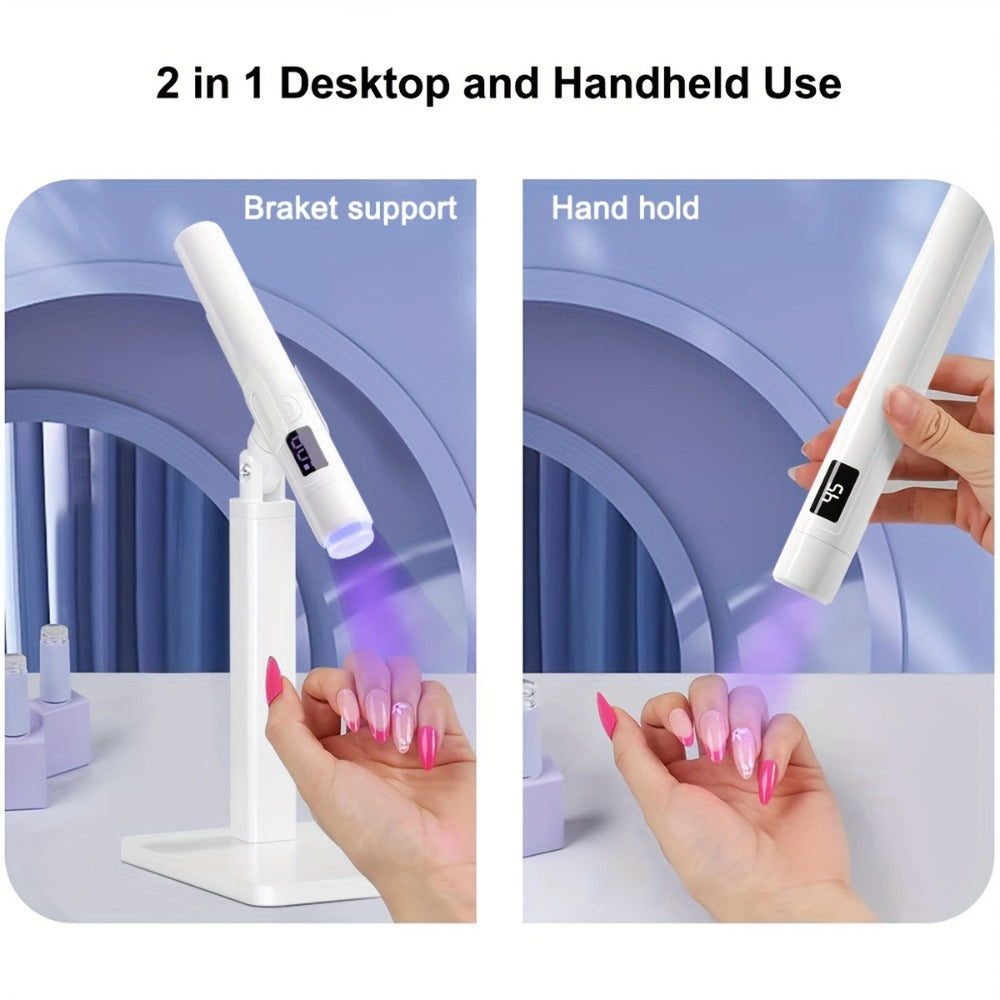 Gel Nail Lamp 360° Rotating Head with Digital Timer 45s/60s & Bonus Nail Stamp – USB Powered LED Gel Polish Curer with Condenser Lens for Home Manicure & Nail Art, White Pink - product image 8