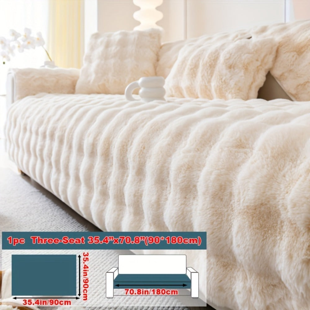 Faux Rabbit Plush Sofa Cover Winter Warm Thickened Anti-Slip Pet Friendly Cushion Protector for Living Room Bedroom Office 1 2 3 4 Seater - product image 42