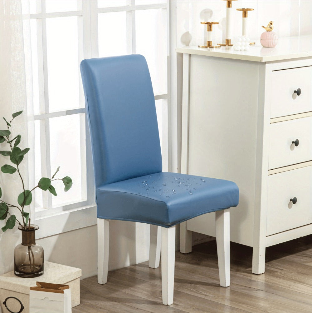 Dining Chair Covers Set of 4 6 Waterproof PU Leather Stretch Slipcover Oil Proof Universal Fit Chair Protector for Dining Room Kitchen Hotel Home Decor - 9 Colors - product image 27