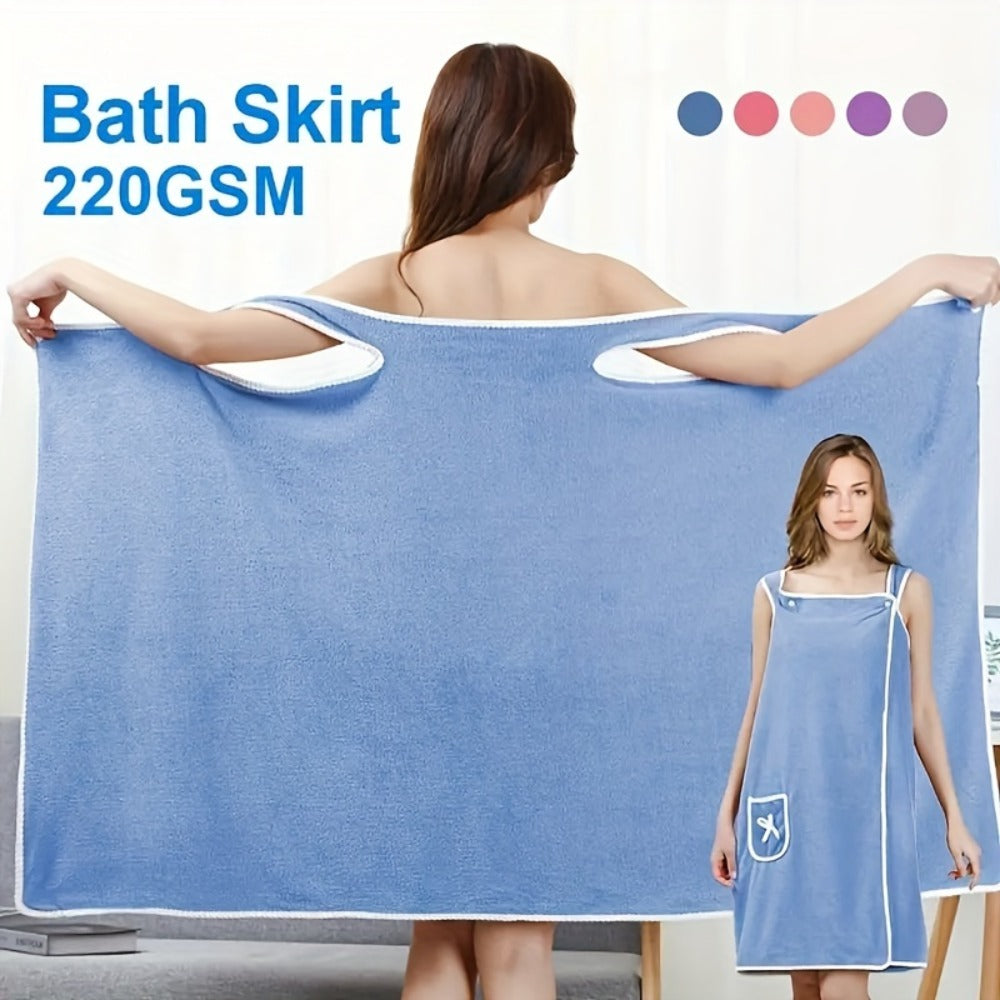 Wearable Bath Towel Wrap Coral Fleece Bow-Knot Strapless Bathrobe Quick Dry Absorbent 260GSM Soft Skin-Friendly Adult Shower Towel for Bathroom Beach Spa Light Purple Pink - product image 13