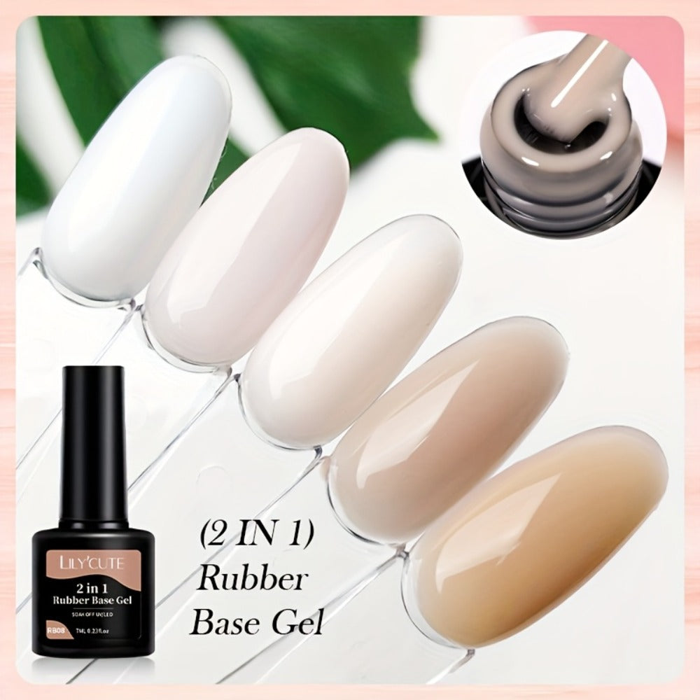 Rubber Base Gel Polish Set 6pcs Nude Pink 2-in-1 Builder Base Coat – Self-Leveling Soak Off UV LED Semi-Permanent Long-Lasting Gel Manicure Kit 0.24oz Each for DIY & Salon Nail Art - product image 6