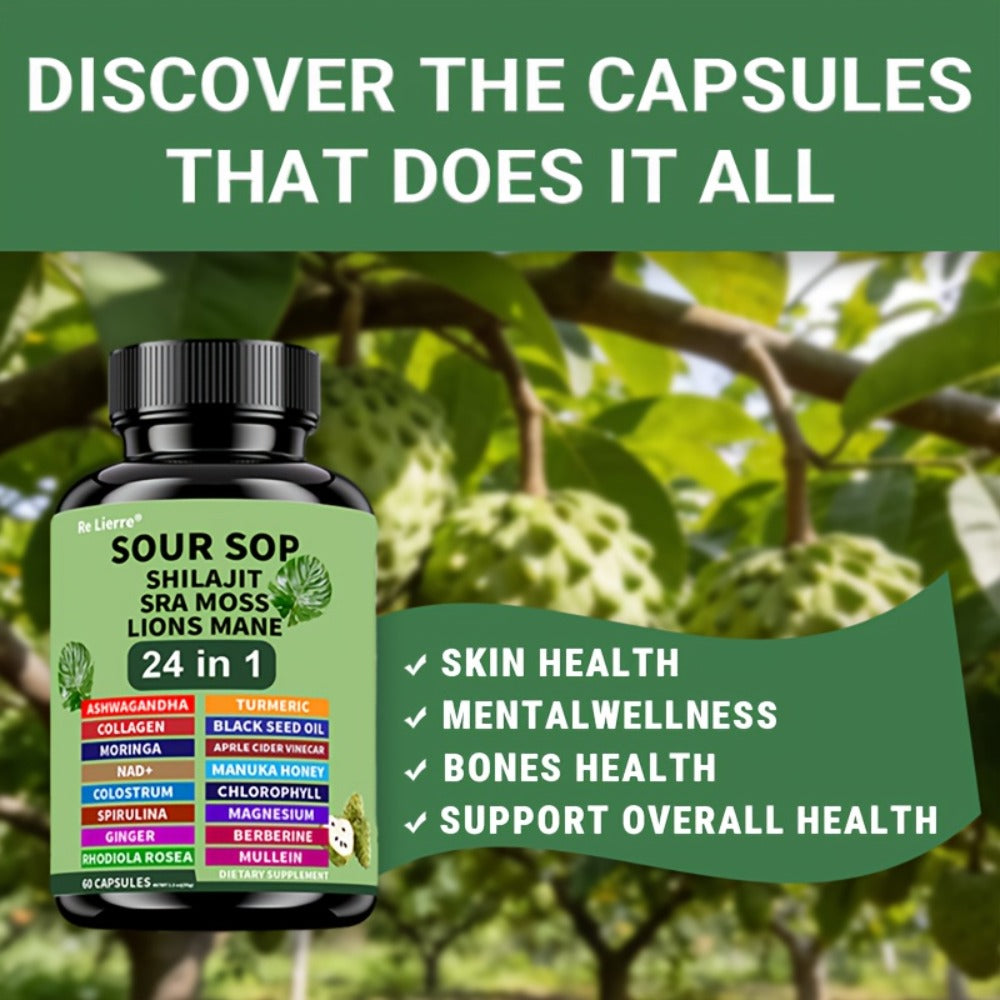 Sea Moss Capsules 24-in-1 with Soursop, Lion's Mane, Shilajit & 20 More Superfoods — Gut Health, Immune Support, Brain & Antioxidant Defense Formula for Women & Men - product image 4