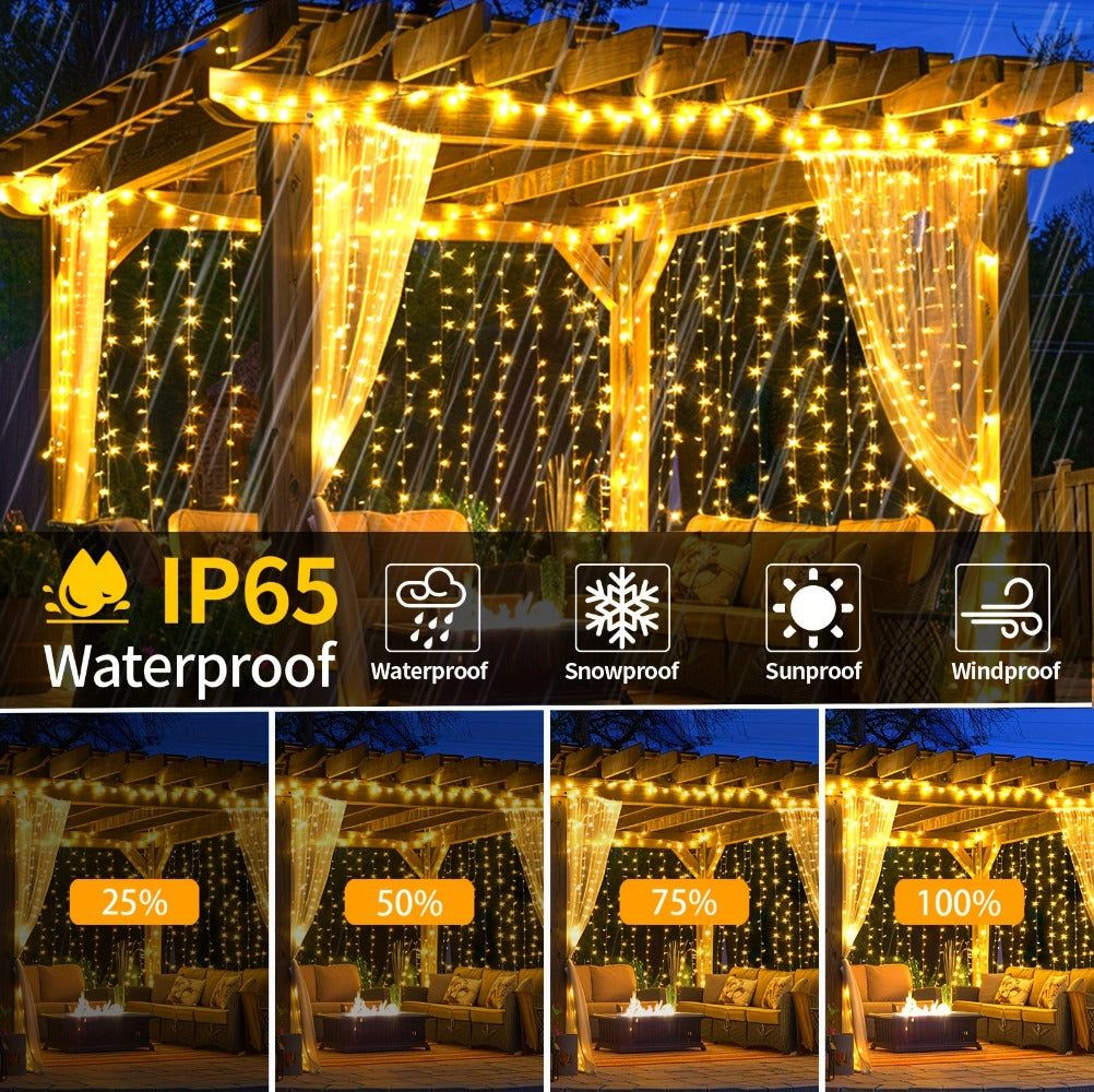 Curtain Lights for Gazebo Outdoor, 330 LED 10ft x 10ft Waterfall Fairy Lights Battery Operated with Remote, IP65 Waterproof Hanging String Lights with 8 Modes for Bedroom Porch Pat - product image 17