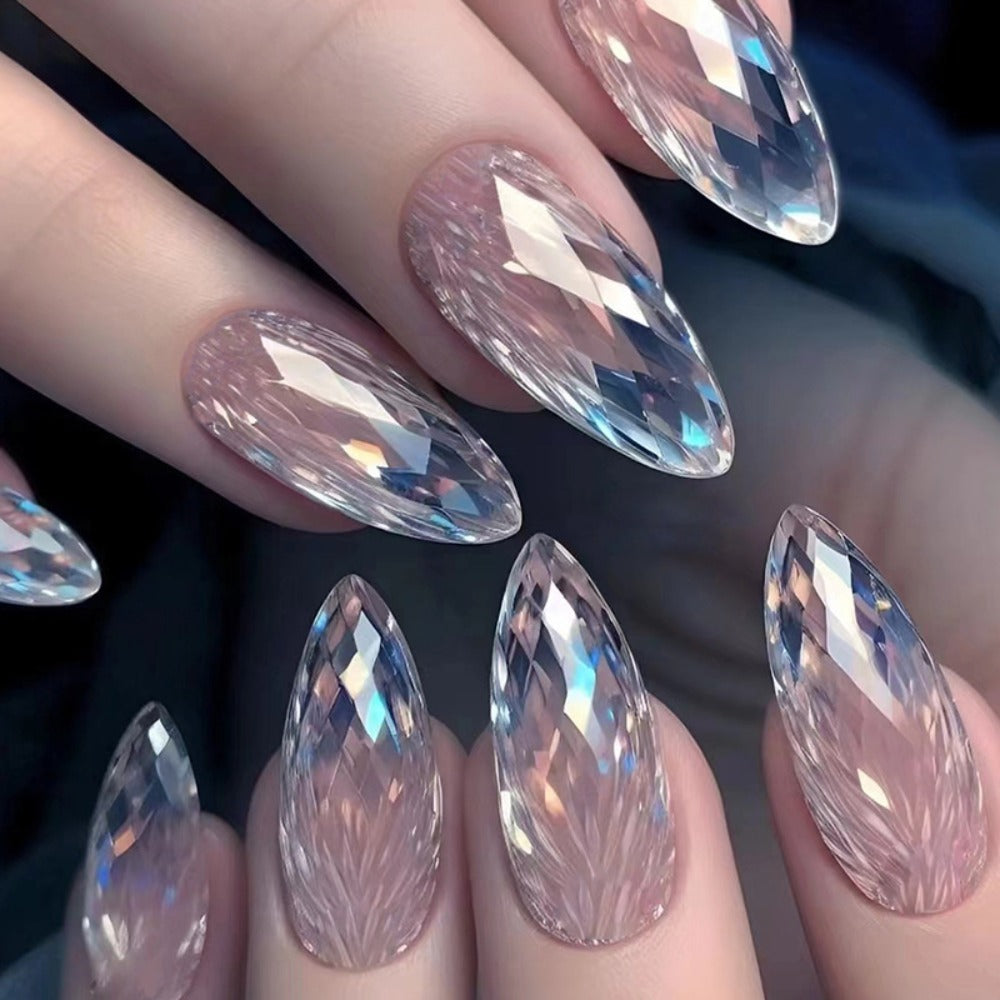Holographic Nails 120 Pieces 5 Packs Medium Almond Press On Nails Gradient Iridescent – Mixed Color Orange Tones Full Cover Fake Nails Kit with Jelly Glue & Nail File for Women Gir - product image 10