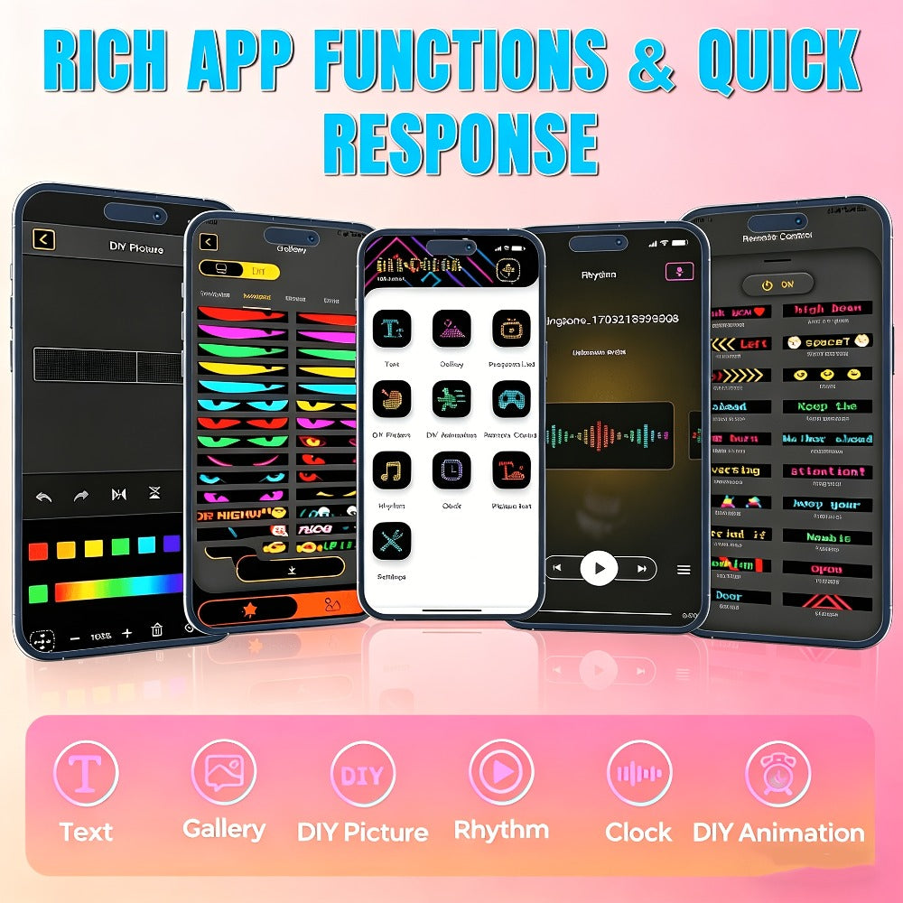 LED Scrolling Sign App Controlled Flexible LED Matrix Display Panel Programmable Animated Text for Car Home Party Birthday Holiday Decoration - Multiple Sizes - product image 7