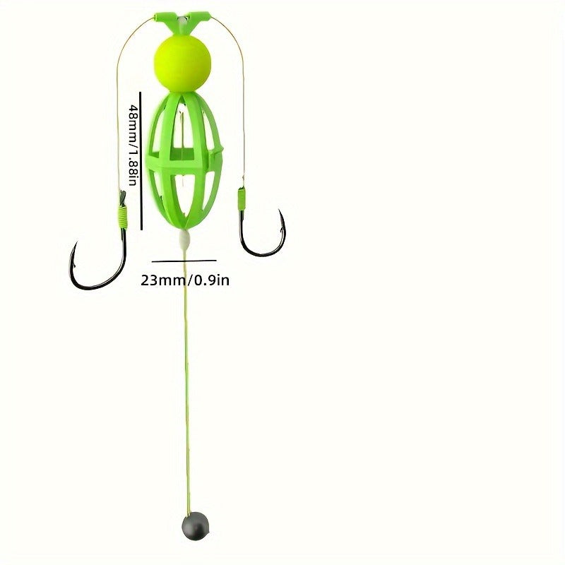 Fishing Hook Cage Set 3pcs Anti-Snag Double Hook Rig with Non-Twist Explosive & Flip Hooks | Carbon Steel Green Lure Fishing Bottom Hanging Prevention, Size - product image 14
