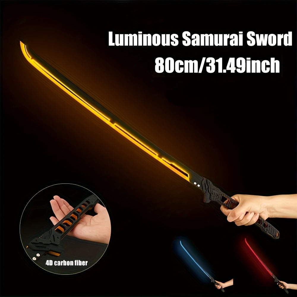 1:1 Scale Sci-Fi Glowing Sword for Cosplay Halloween Masquerade Party Display Collectible Blunt Safe Red Orange Green – LED Cyberpunk Katana Prop 80cm Acrylic - product image