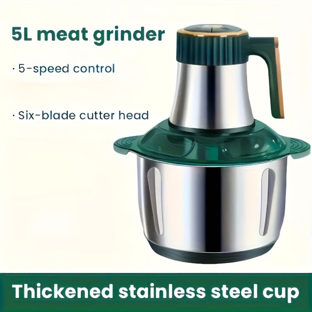 Electric Meat Grinder 5L 5-Speed – Large Capacity Stainless Steel Food Processor, Blender & Filling Machine for Meat, Garlic, Chili & More - product image 9