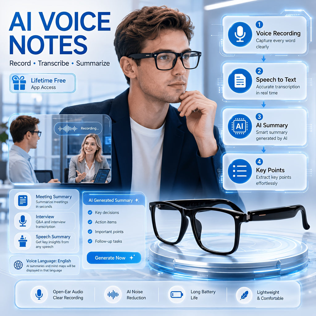 2026 AI Smart Translation Glasses, 160+ Languages Real-Time & Video Translation, Photochromic Blue-Light Lenses, Open-Ear Audio, Touch Control, Hands-Free Calls & Music