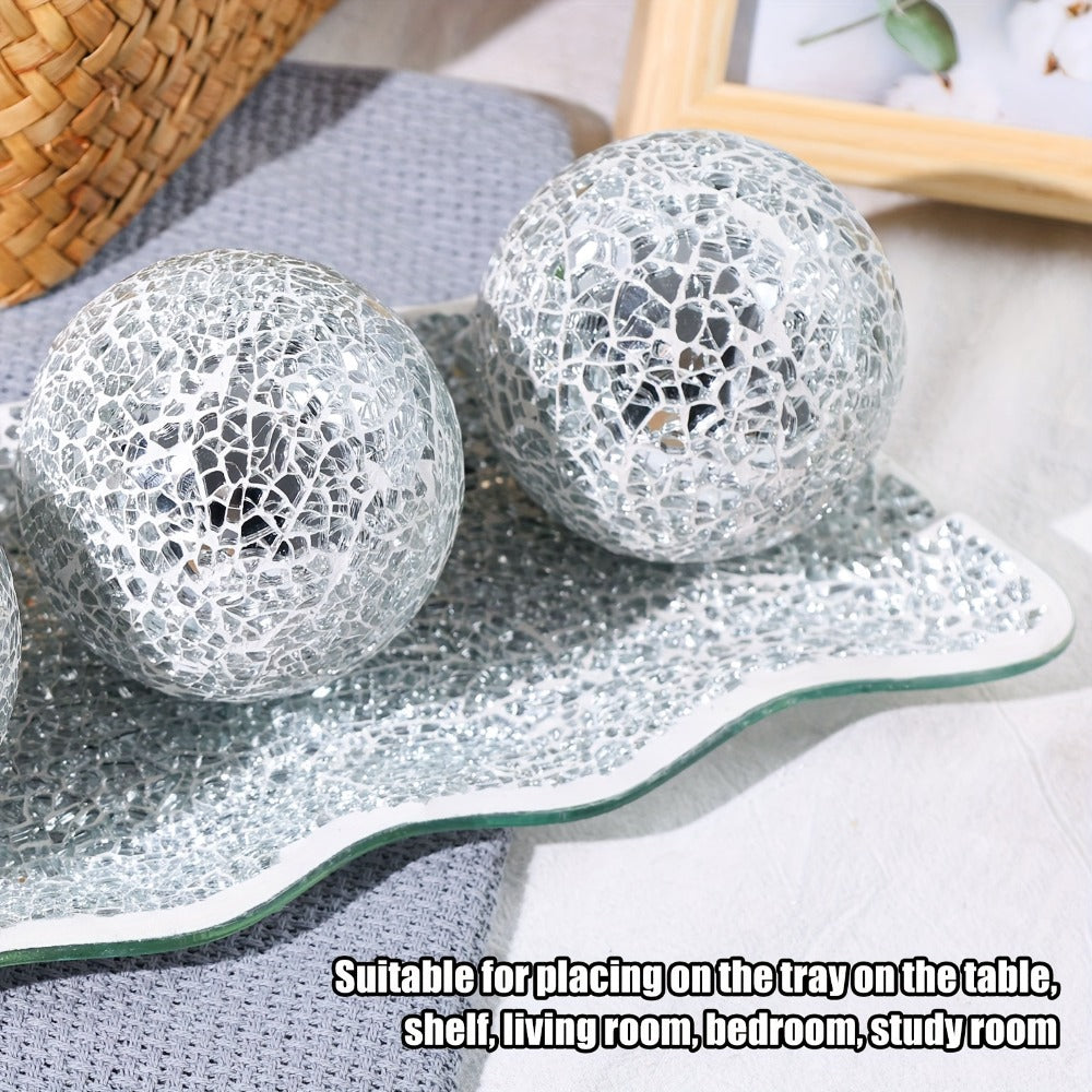 Decorative Glass Balls for Bowls 3 Inch Set of 3 with Glass Tray, Bowl Fillers Centerpiece Table Decorations for Home Decor Living Room Dining Coffee Table, Silver Black Gold Green - product image 11