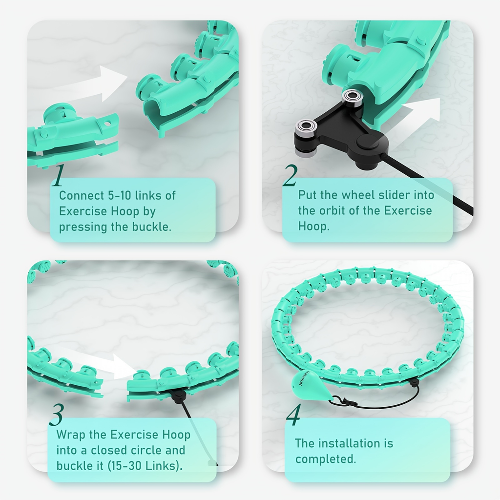 Weighted Hula Hoop Exercise Ring 69" | Smart Pilates Circle with 30 Detachable Knots, Plus Size Adjustable Fitness Hoop for Adults, Beginners & Core Workout