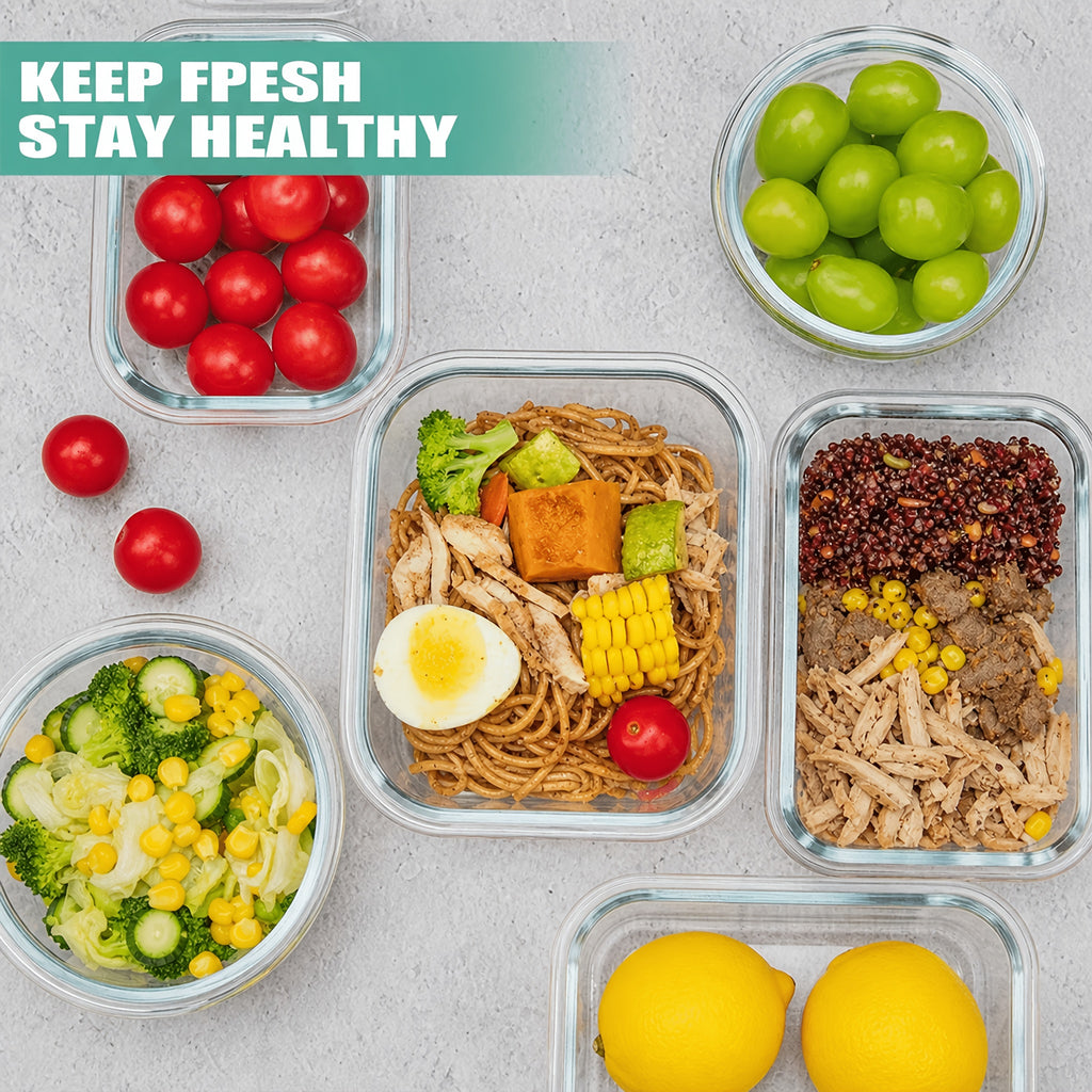 24 Pcs Set Including 8/12 Lids and 8/12 Box Glass Food Storage Box, Suitable for Refrigerator Storage Boxes, Microwave Ovens, Ovens - Perfect for Salads - product image 10