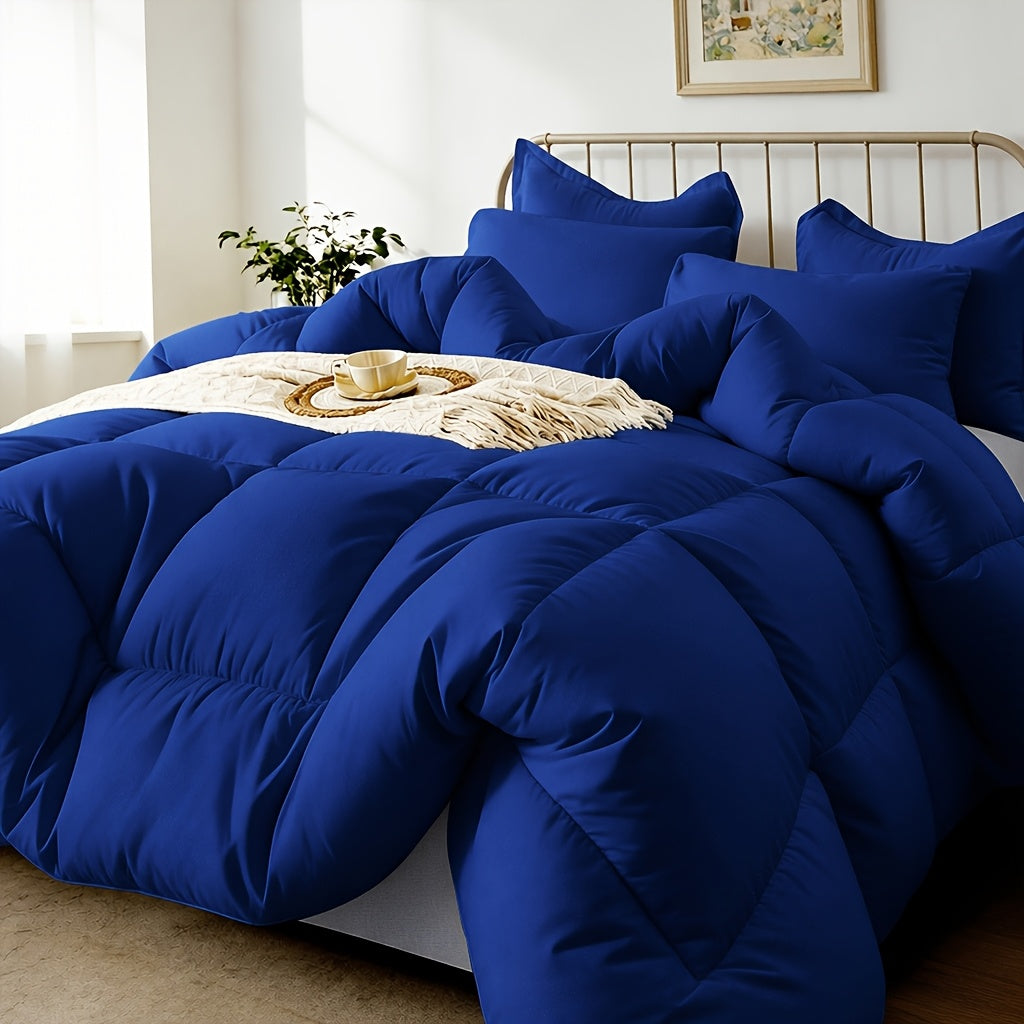 3 pcs Solid-color Diamond-quilted Comforter Set, Easy Clean, Fabric Soft Breathable, Includes 1 Comforter, 1/2 Pillow Shams, Fits All Bed Sizes Matches Various - product image 5