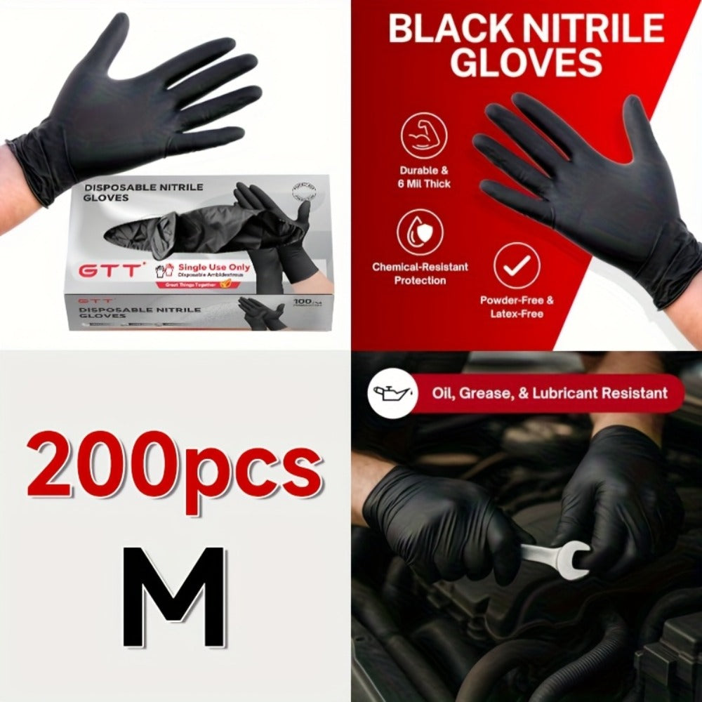 Nitrile Disposable Gloves 200 Count, Black Latex-Free Powder-Free Exam Gloves, Touchscreen Compatible, Chemical Resistant, Flexible Form-Fitting for Kitchen Automotive Industrial M - product image 5