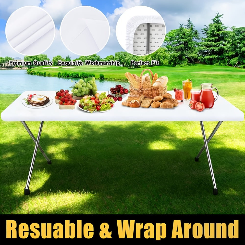 Stretch Table Covers 6Ft Washable Elastic Rectangle Tablecloth for Parties Weddings Picnics Camping, Spandex Polyester Blend, Fits Standard 6 Foot Tables, Set of 3 6 9 or 12, Black - product image 25