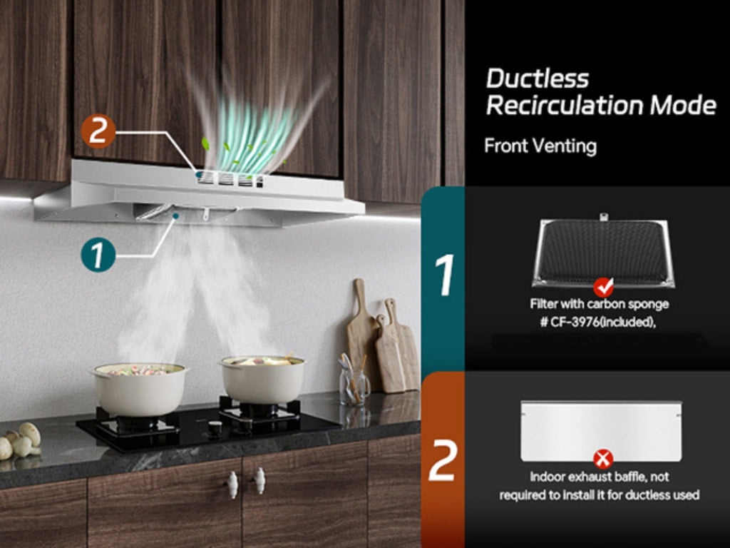 Range Hood 36 Inch Under Cabinet Ducted Ductless Convertible Stainless Steel 350CFM 2-Speed Exhaust Fan LED Light 3-Layer Aluminum Mesh Filter Top Rear Venting Kitchen Vent Hood - product image 19