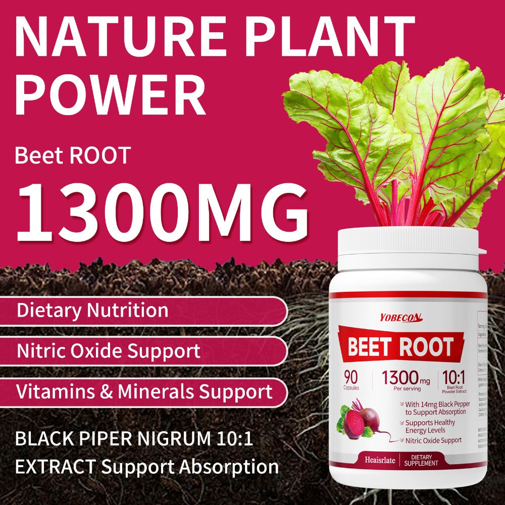 Beet Root Capsules 1300mg Nitric Oxide Supplement for Blood Flow Circulation Energy Support Plant-Based Formula for Men and Women - product image 4