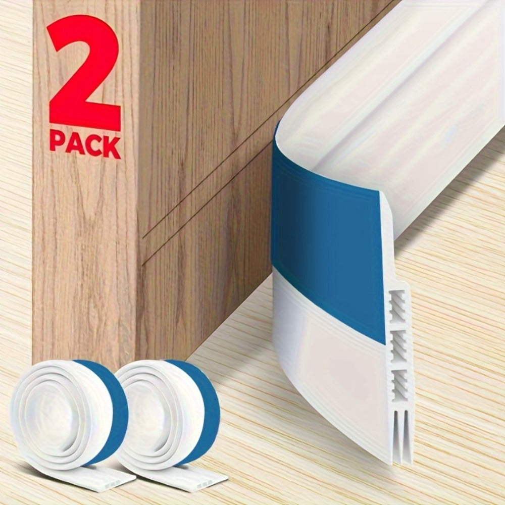 Door Draft Stopper 2pcs Silicone Weather Stripping 37" Under Door Seal Strip with Strong Adhesive – Noise Reduction, Energy Saving, Easy Install for Interior & Exterior Doors, Brow - product image