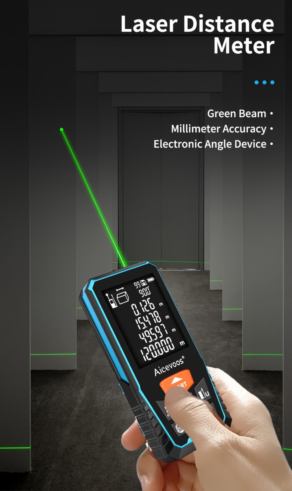 Laser Distance Meter Green Beam Digital Rangefinder 50M 70M 100M 120M Laser Tape Measure with LCD Display for Construction Surveying Indoor Outdoor Measuring - product image 15