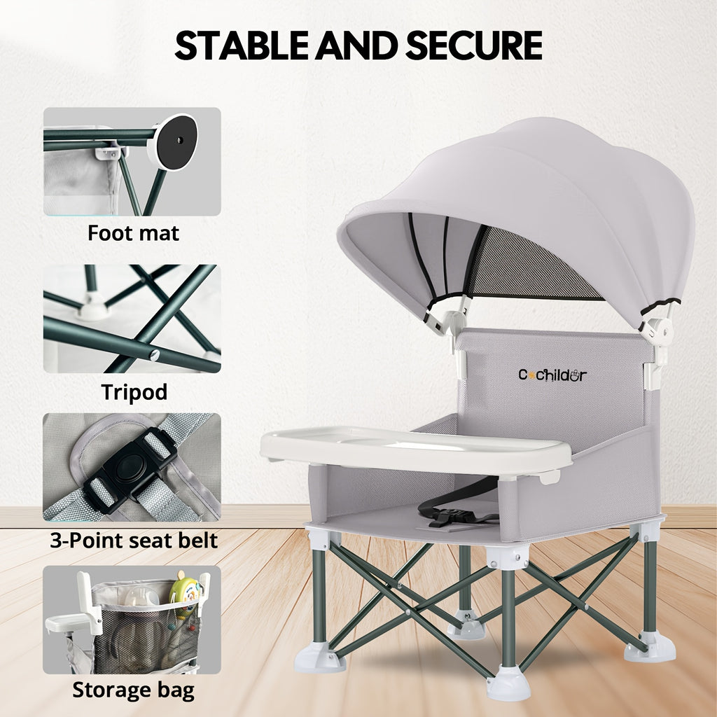 Cochildor Portable Booster Seat & High Chair with Detachable Feeding Tray - Lightweight Sturdy Frame, Ergonomic Kids Chair Suitable for Indoor/Outdoor, Travel - product image 8